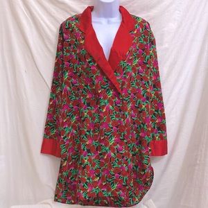 Vintage Victoria Secret Gold Label Floral Double Breasted Sleep Shirt /Blazer